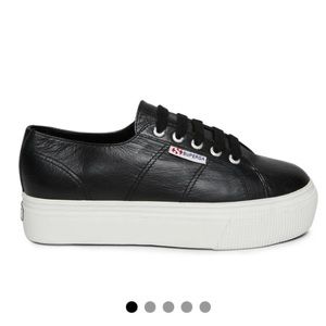 NWT Superga black leather Fantasia sneakers